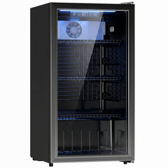 HOMCOM 90L Drinks Fridge, 139 Can Under Counter Freestanding Beer Fridge with LED Light