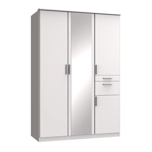 Kodera 3 Door and 2 Drawer Mirrored Wardrobe - White