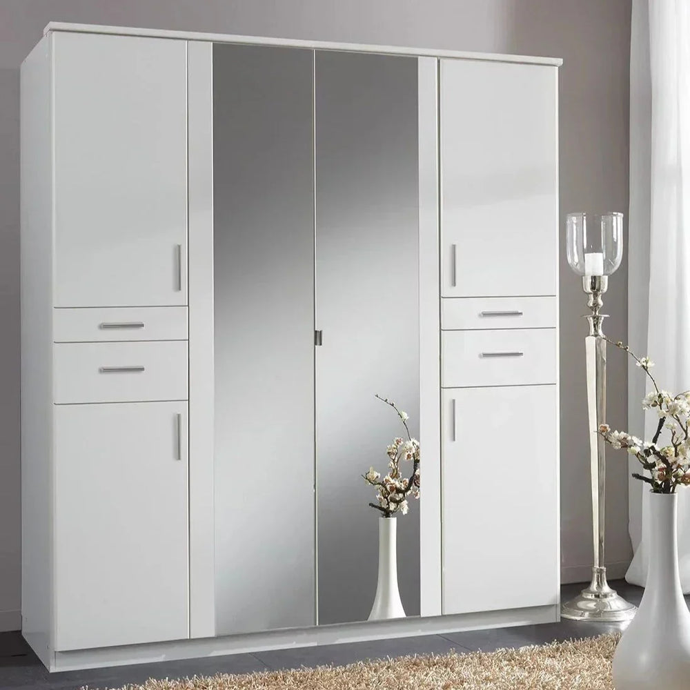 KODERA 6 Door 4 Drawers Wardrobe White 180cm