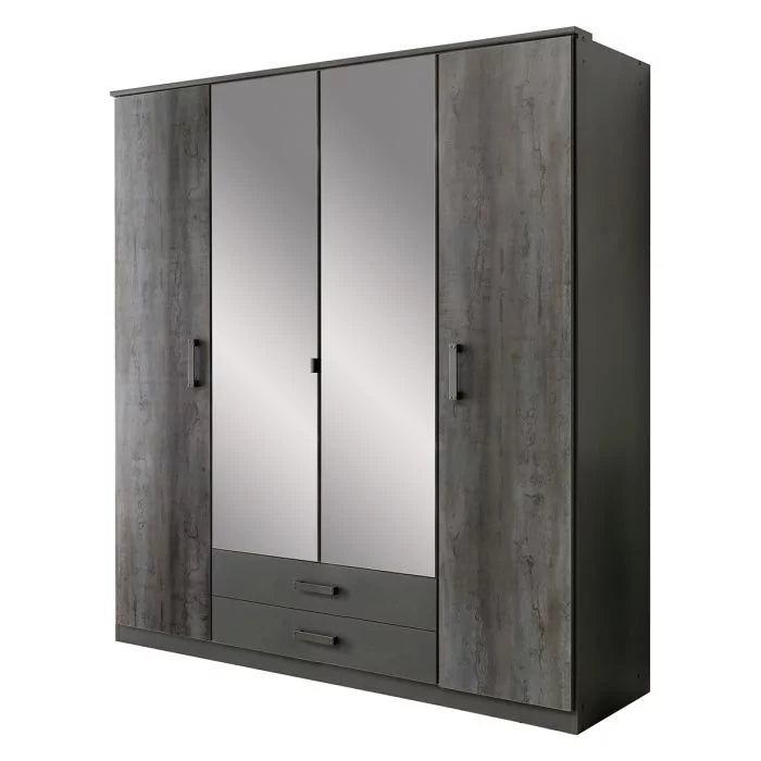 DARWIN 4 Door Wardrobe Grey 180cm