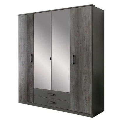DARWIN 4 Door Wardrobe Grey 180cm