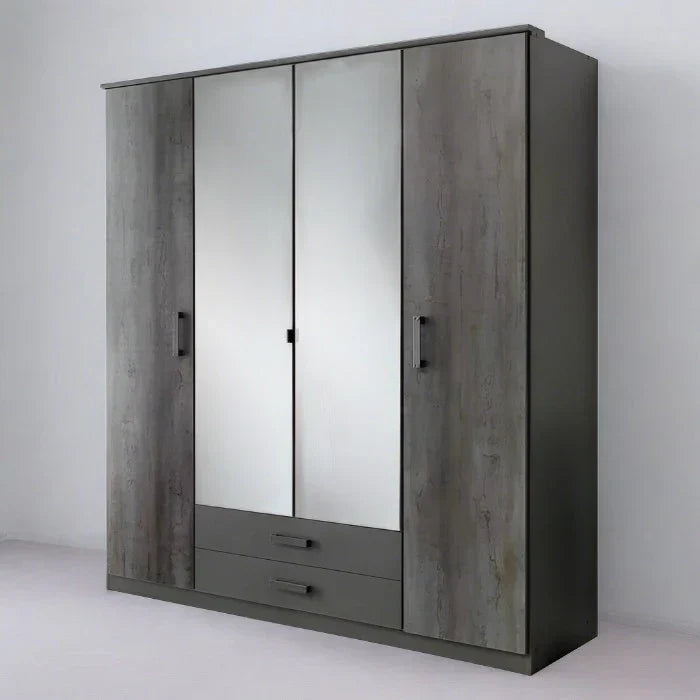 DARWIN 4 Door Wardrobe Grey 180cm