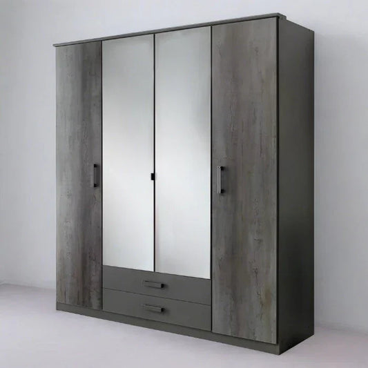DARWIN 4 Door Wardrobe Grey 180cm