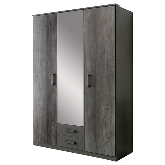 DARWIN 3 Door Wardrobe Grey 135cm