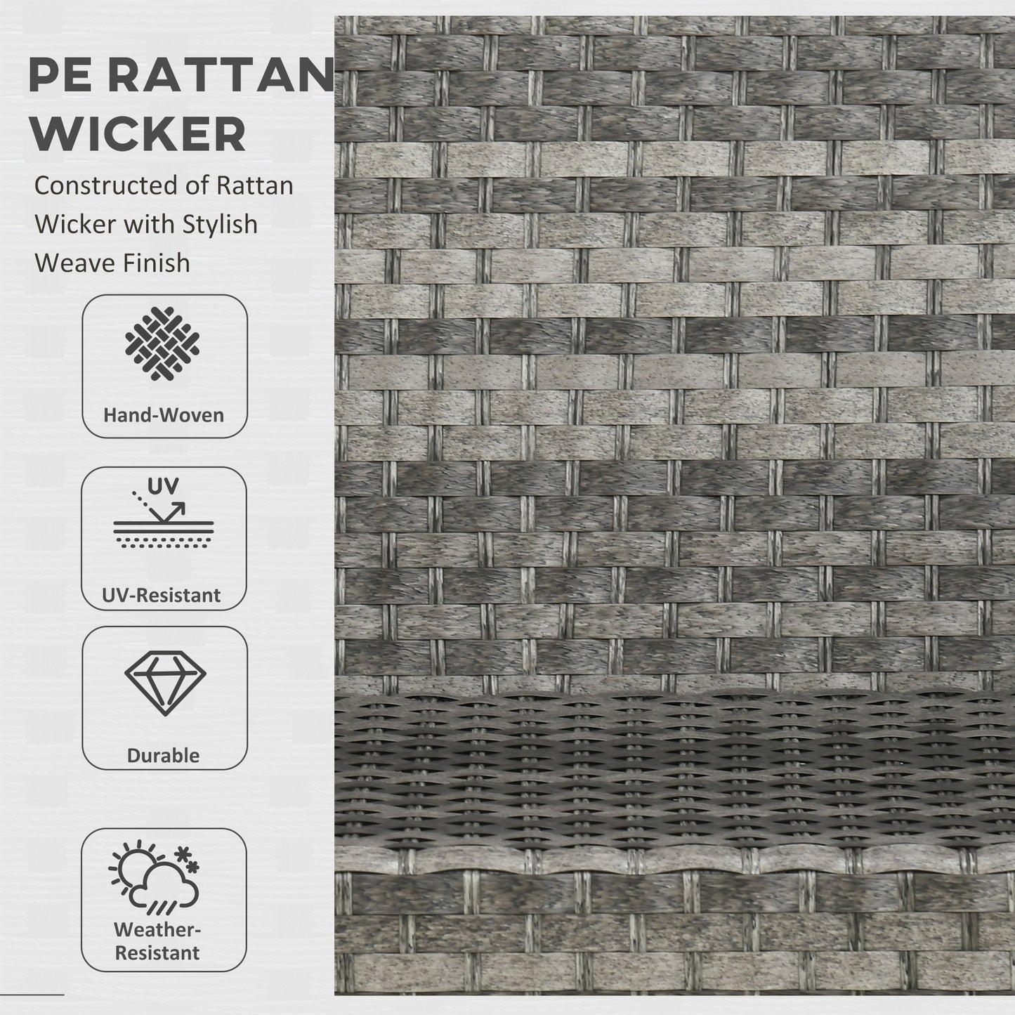 Outsunny Seven-Piece Firepit Table Rattan Sofa Set - Grey