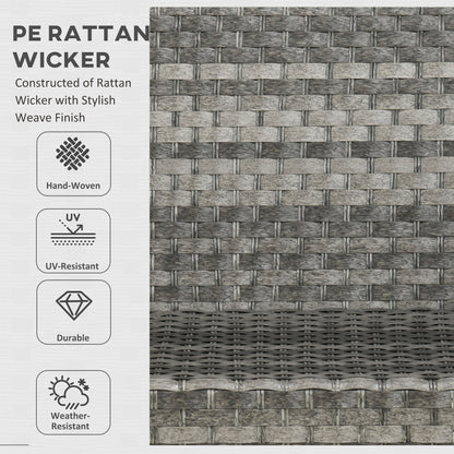 Outsunny Seven-Piece Firepit Table Rattan Sofa Set - Grey