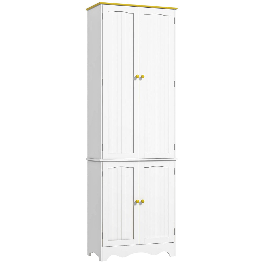 HOMCOM Freestanding 4-Door Kitchen Cupboard, Storage Cabinet Organizer with 4 Shelves, 183cm, White