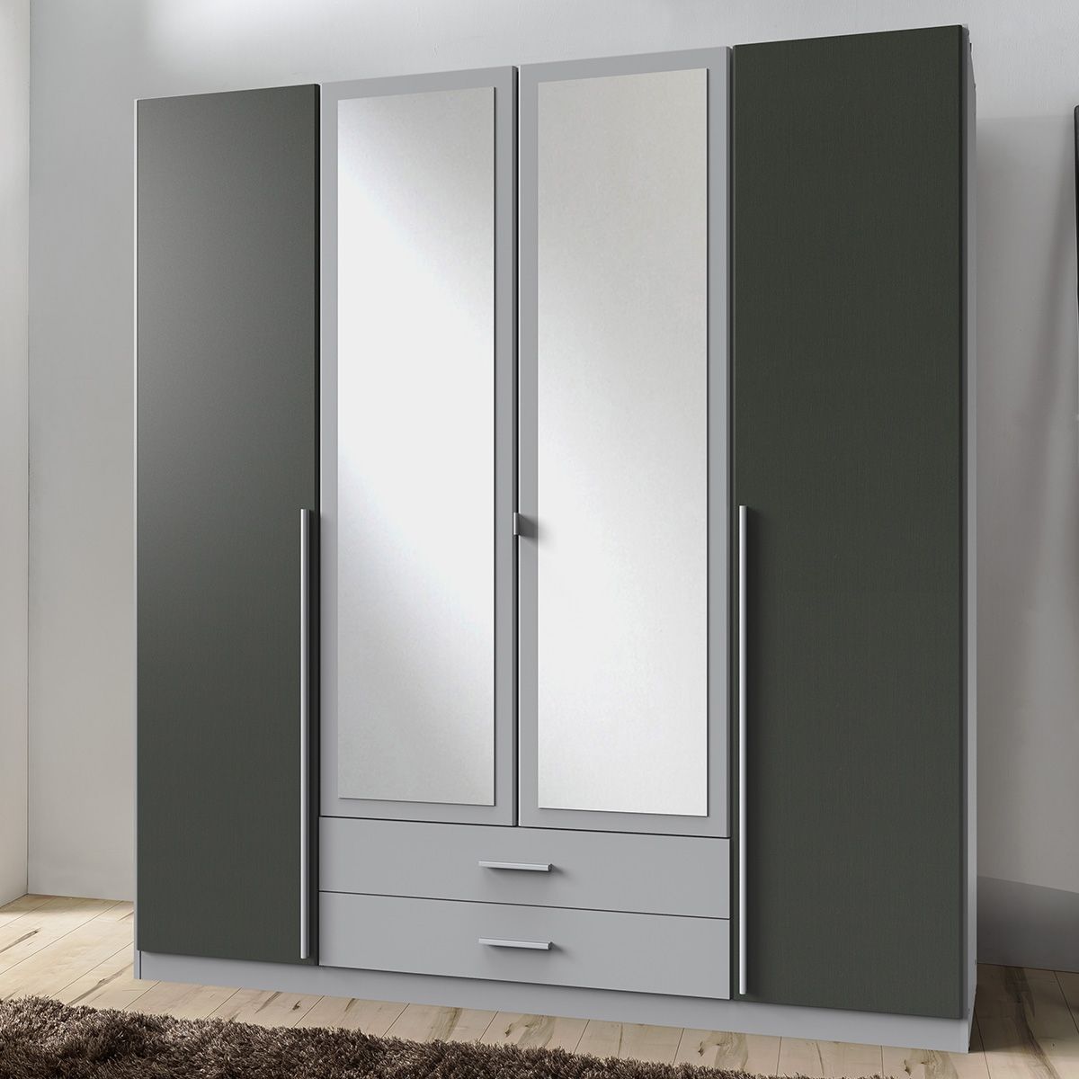 HUSAM 4 Door Wardrobe Grey 180cm