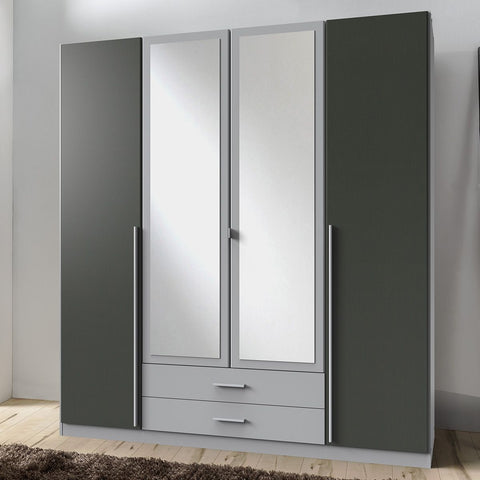 HUSAM 4 Door Wardrobe Grey 180cm
