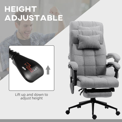 Vinsetto Office Chair with 6-point Vibration Massage and Heat, Computer Chair with Adjustable Height, Head Pillow, Footrest for Home, Grey