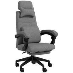 Vinsetto Linen-Look Office Chair, with 160  Reclining Back and Footrest - Grey