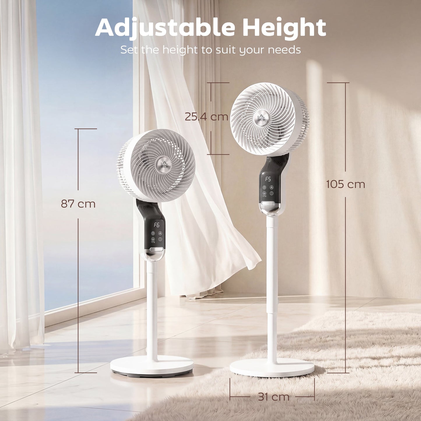 HOMCOM 20 dB Silent Standing Fan, 41" Pedestal Fan with Remote, 85Â° Oscillating, 8 Speeds, Adjustable Height, 12H Timer