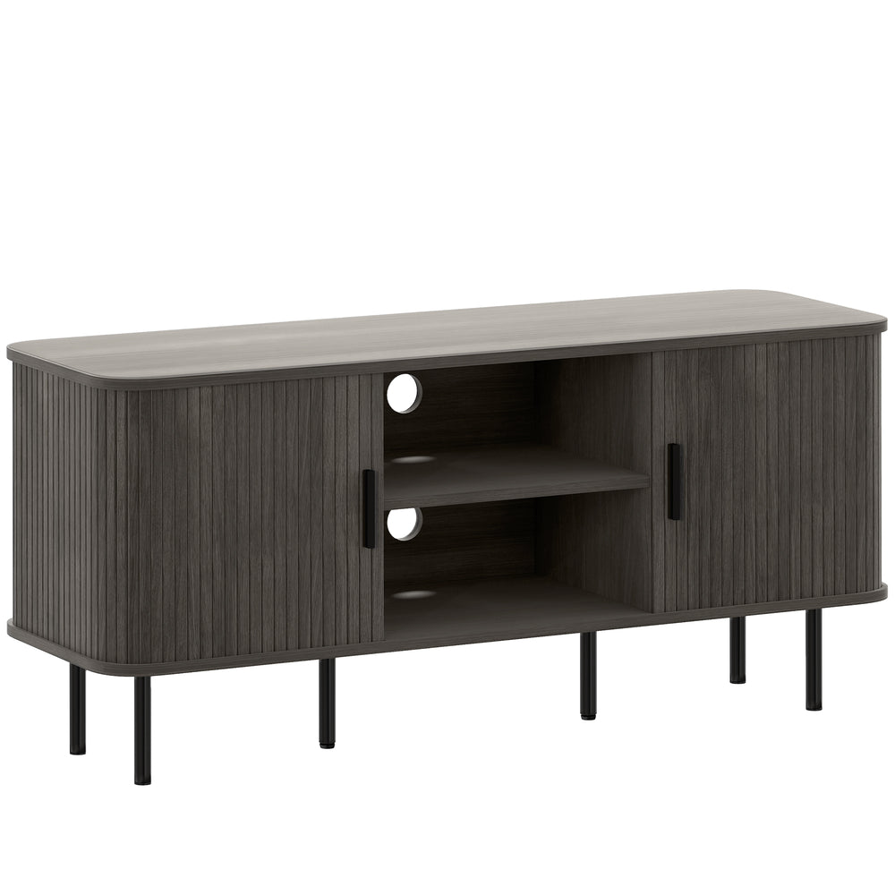 HOMCOM TV Stand Cabinet for TVs up to 55 Inches, TV Unit with Storage Shelves and Cupboard for Living Room, Grey