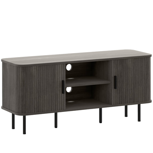 HOMCOM TV Stand Cabinet for TVs up to 55 Inches, TV Unit with Storage Shelves and Cupboard for Living Room, Grey