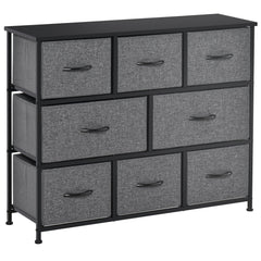 HOMCOM Chest of Drawers with 8 Foldable Drawers, 3-Tier Fabric Bedroom Dresser, Clothes Storage Unit for Bedroom Living Room, Dark Grey