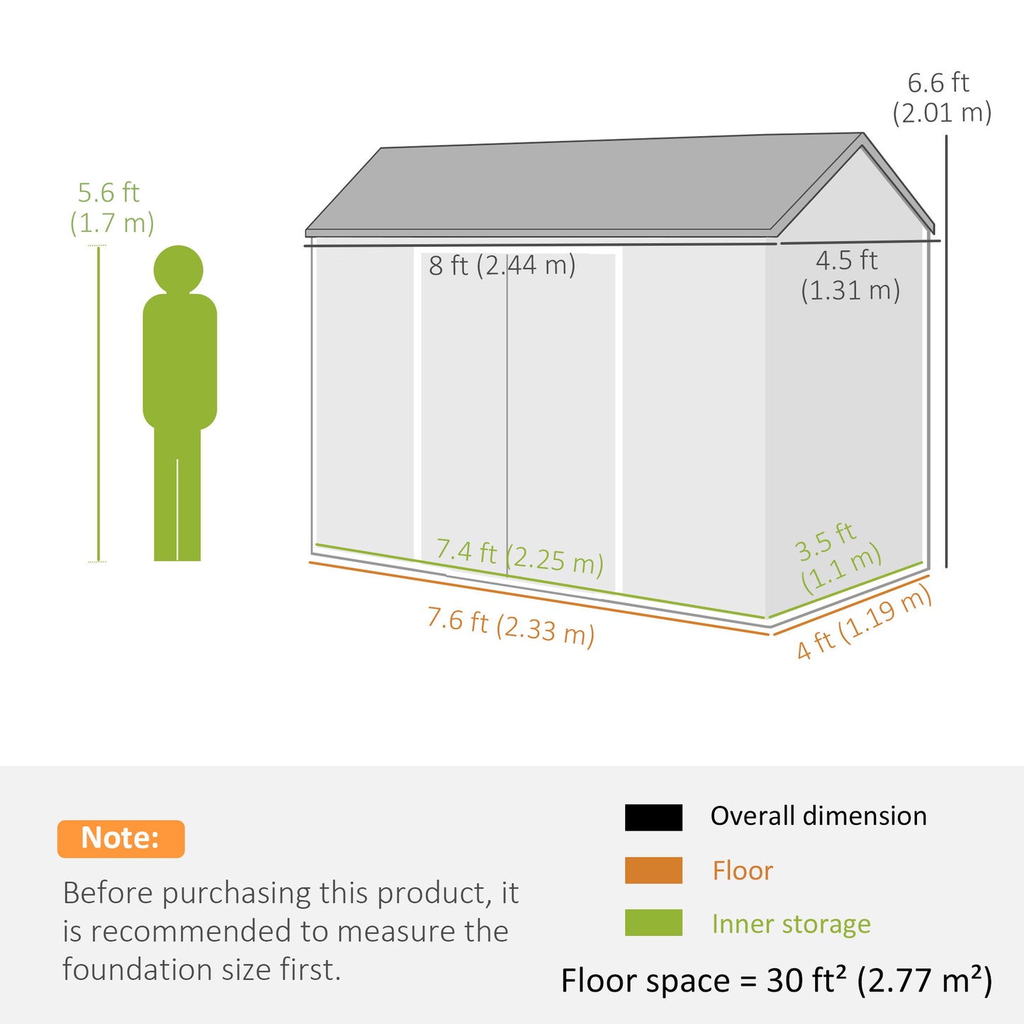 Outsunny 8 x 4 ft Resin Garden Shed, Wood-Effect Outdoor Storage Shed with Floor, Windows, Lockable Doors and Vents, Dark Grey
