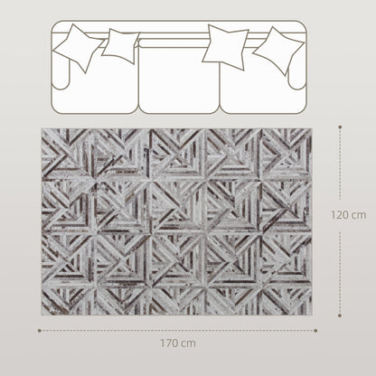 HOMCOM Modern Area Rug, Triangle Pattern Non-Slip Washable Rug, Chenille Floor Carpet for Living Room, Bedroom, Dining Room, Home Office, 170 x 120 cm, Brown