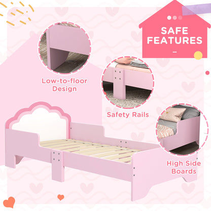 ZONEKIZ Toddler Bed Frame, Princess Bed for Kids, Cloud Design, 143 x 74 x 55 cm, Pink