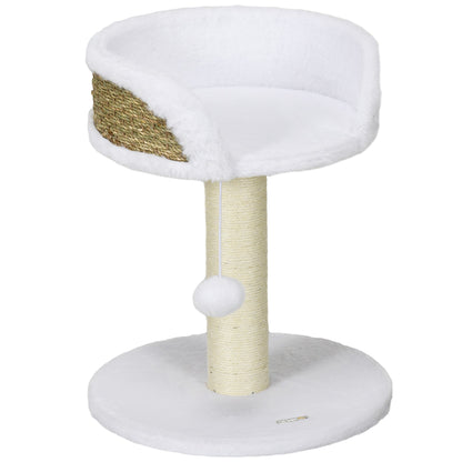 PawHut Cat Tree Tower with Scratching Posts, White