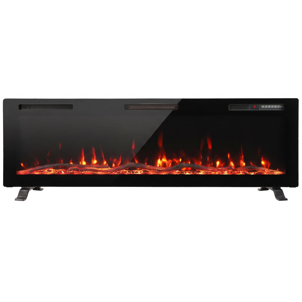 HOMCOM 3 IN 1 Slim Electric Fire, Wall Mounted/Recessed/Freestanding, Electric Fireplace with 12 Flame Colours, 5 Brightness