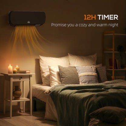 HOMCOM 2000W Wall Mounted Ceramic Space Heater, 10-49Â°C Temperature, Black