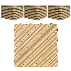 Outsunny 27 Pcs Wooden Interlocking Decking Tiles, 30 x 30 cm Anti-slip Outdoor Flooring Tiles, 0.81㎡ per Pack, All Weather Use for Patio, Balcony, Terrace, Hot Tub, Yellow