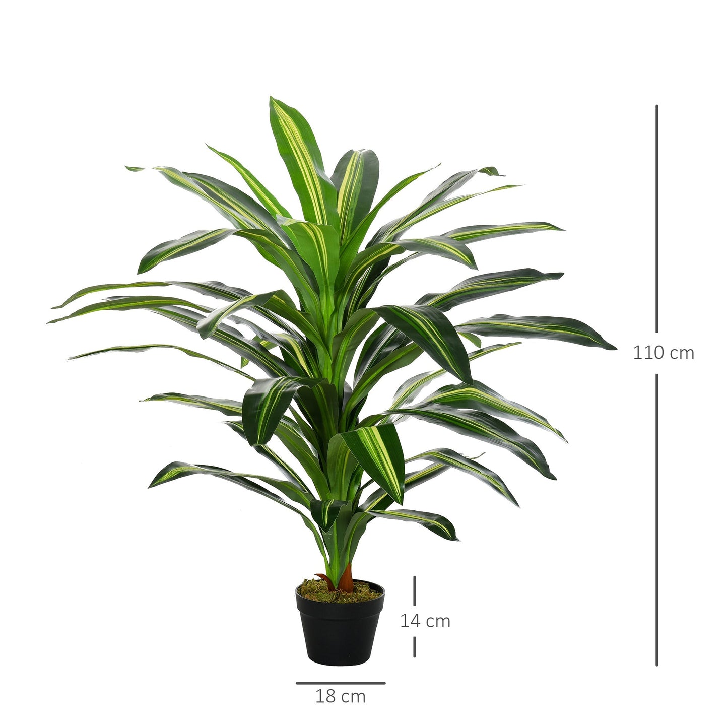 Outsunny Artificial Plant in Pot, Fake Plant for Home Indoor Decor, 110cm, Green