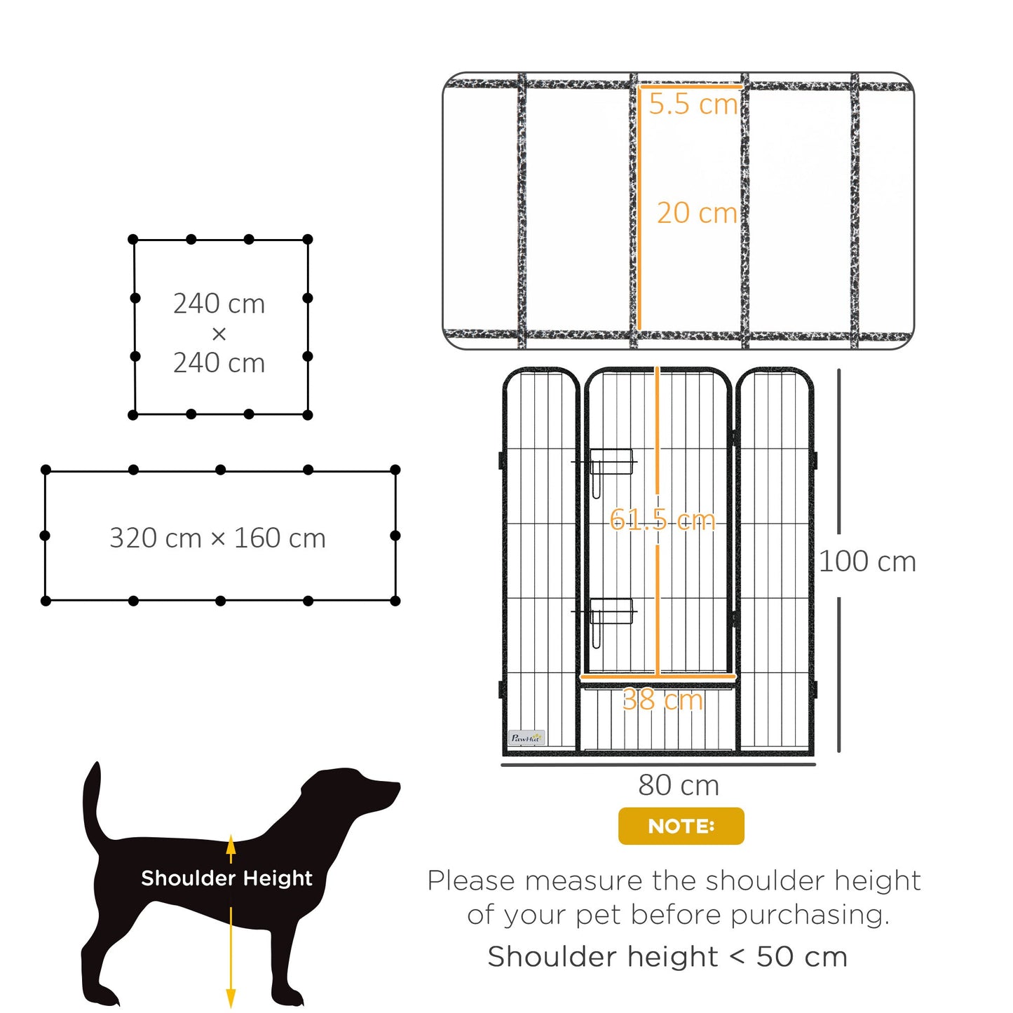 PawHut 12 Panels Heavy Duty Puppy Playpen, for Small Dogs, Indoor and Outdoor Use - Silver