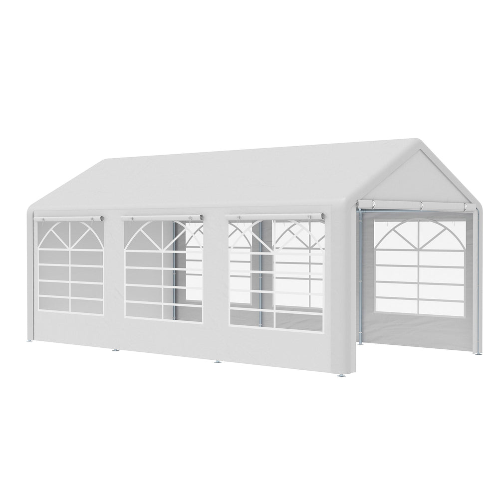 Outsunny 6m x 3m Garden Gazebo Marquee Wedding Shelter Level 4 Wind Protection, White