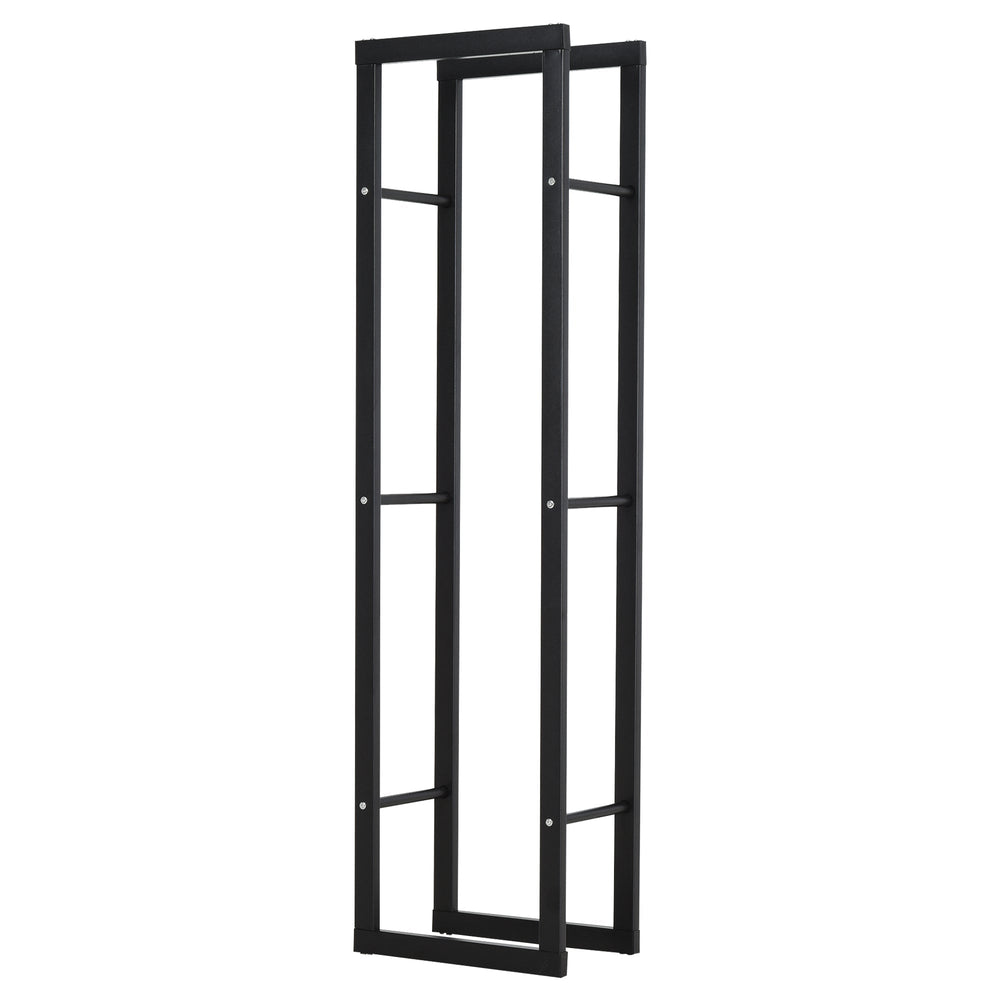 HOMCOM Metal Firewood Log Holder Tall Firewood Rack Indoor Outdoor Fireplace Wood Storage Shelf with Side Rails, Rust-Resistant, Black, 40W x 25D x 150H cm