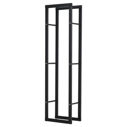 HOMCOM Metal Firewood Log Holder Tall Firewood Rack Indoor Outdoor Fireplace Wood Storage Shelf with Side Rails, Rust-Resistant, Black, 40W x 25D x 150H cm