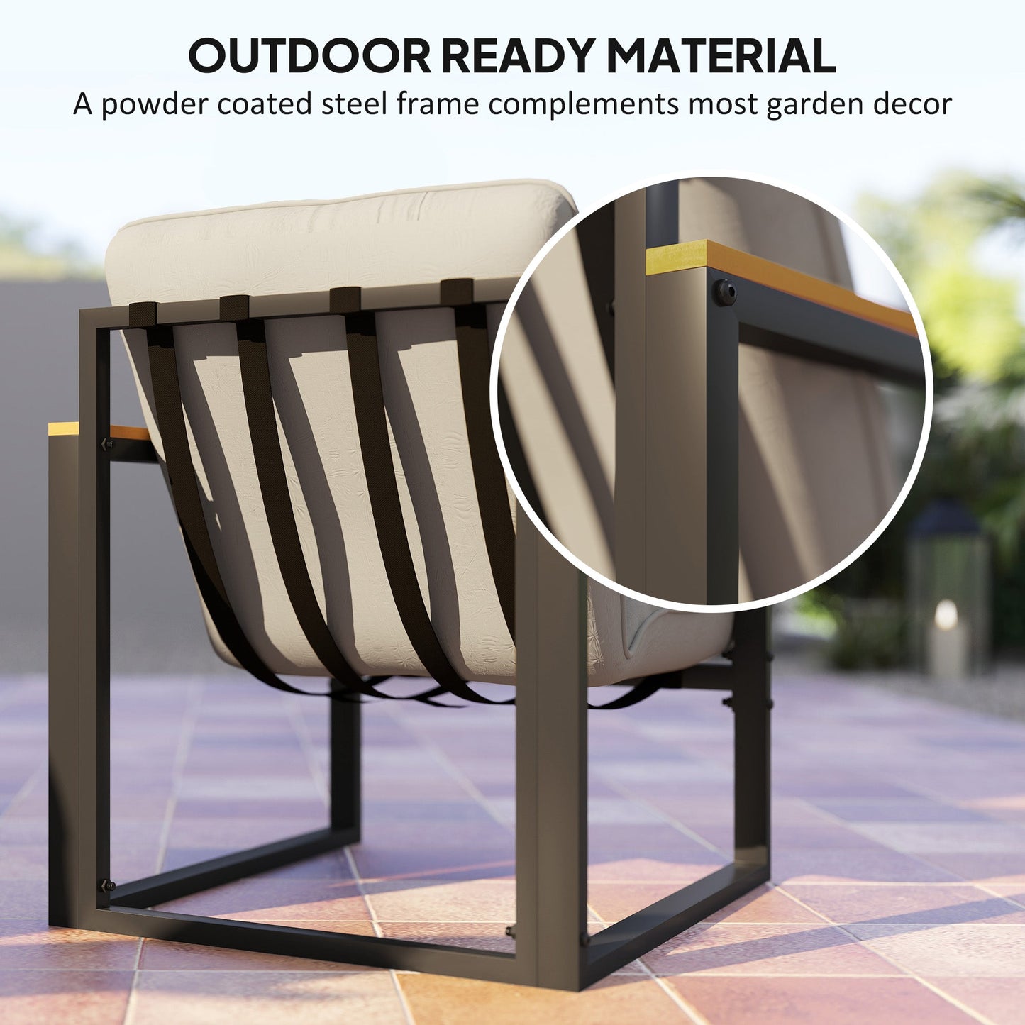 Outsunny Garden Furniture Set, 4 Piece Indoor Outdoor Conservatory with Loveseat Sofa, Armchairs, Glass Top Coffee Table, Cushions for Balcony, Poolside, Patio, Light Grey