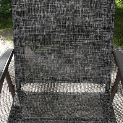 Outsunny Set of Two Folding Garden Chairs, with Fabric Mesh Seats - Grey