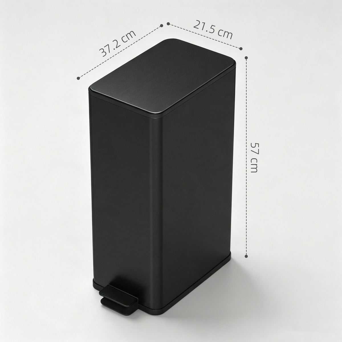 HOMCOM 20L Kitchen Pedal Bin, Slim Stainless Steel Rubbish Bin with Removable Inner Bucket, Soft-Close and Stay-Open Lid, Black