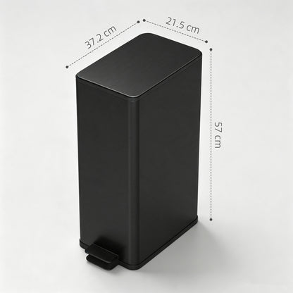HOMCOM 20L Kitchen Pedal Bin, Slim Stainless Steel Rubbish Bin with Removable Inner Bucket, Soft-Close and Stay-Open Lid, Black