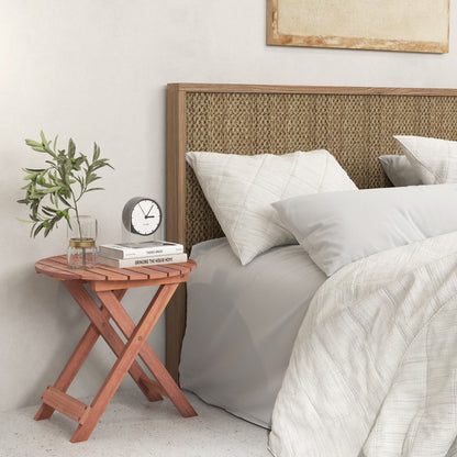 Wooden Side Table with Slatted Tabletop and Sturdy X-shaped Frame-B