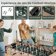 1.2m Foosball Table with 2 Bead Style Scorers and Adjustable Leg Levelers-Natural