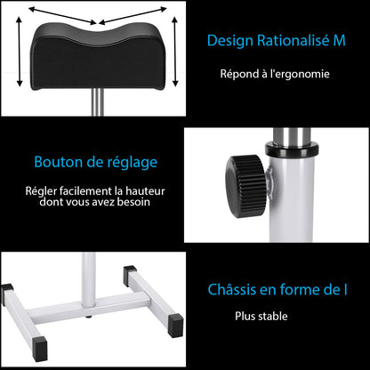 Adjustable Pedicure Manicure Technician Nail Footrest Salon Spa Equipment-Black