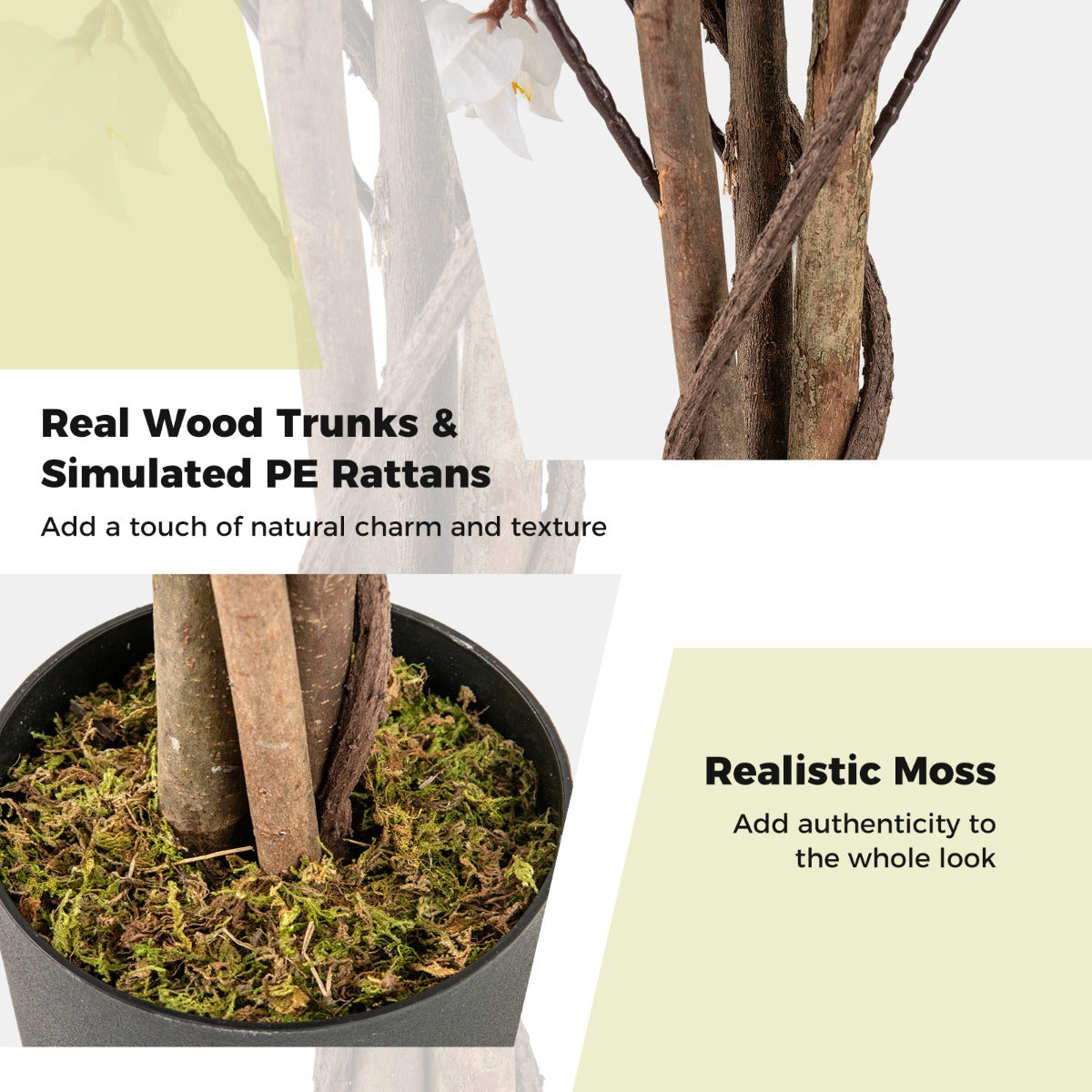 120 CM Tall Artificial Bougainvillea Tree with Blooming Flowers-White