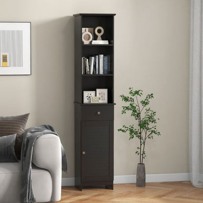 Tall Bathroom Cabinet with Adjustable Shelves-Black