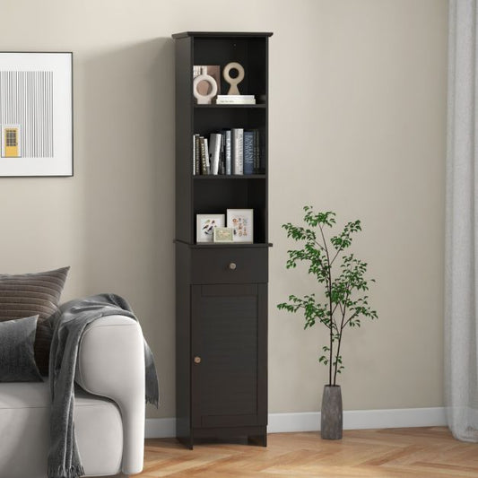 Tall Bathroom Cabinet with Adjustable Shelves-Black