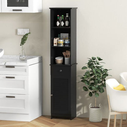 Tall Bathroom Cabinet with Adjustable Shelves-Black