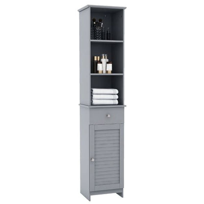 Tall Bathroom Cabinet with Adjustable Shelves-Grey