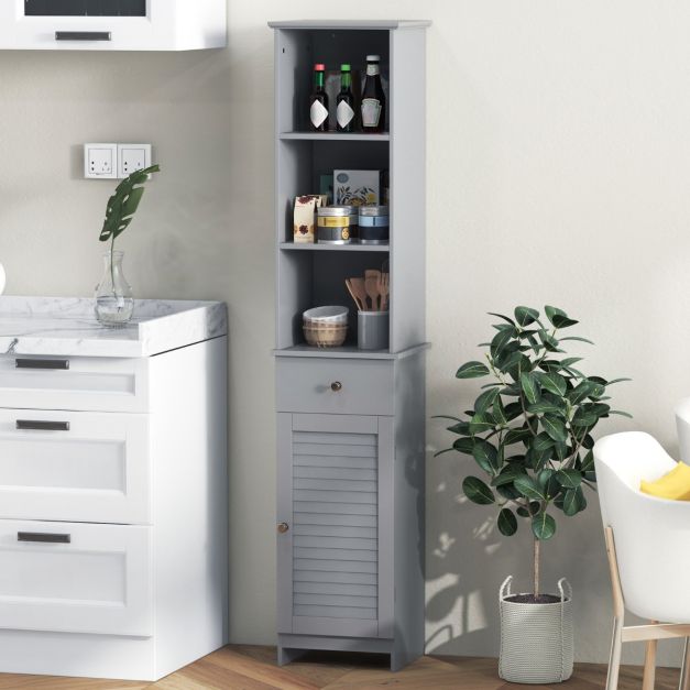 Tall Bathroom Cabinet with Adjustable Shelves-Grey
