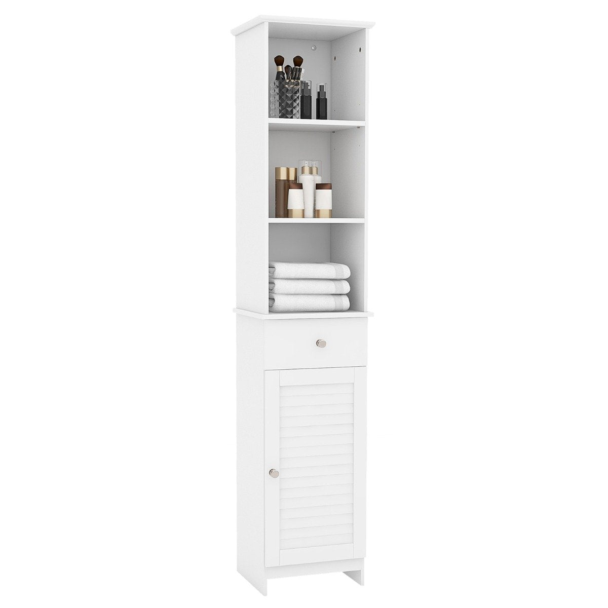 Tall Bathroom Cabinet with Adjustable Shelves-White