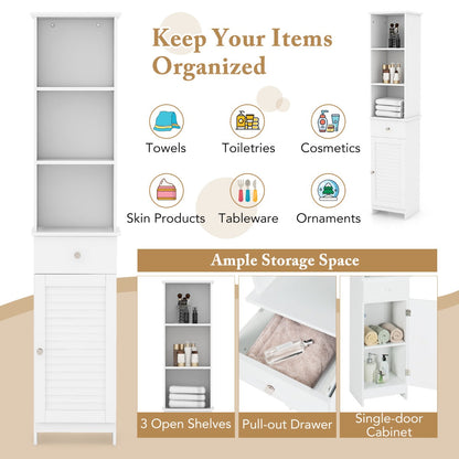 Tall Bathroom Cabinet with Adjustable Shelves-White