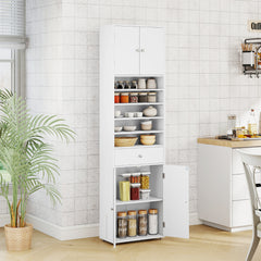 Tall Bathroom Storage Cabinet with Drawer and Adjustable Shelves-White