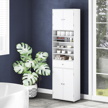 Tall Bathroom Storage Cabinet with Drawer and Adjustable Shelves-White