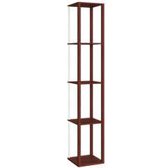 HOMCOM RGB LED Floor Lamp with Shelves, Modern Dimmable Standing Lamp with Remote Control, Adjustable Brightness & Speed for Living Room, Bedroom, Office, Brown