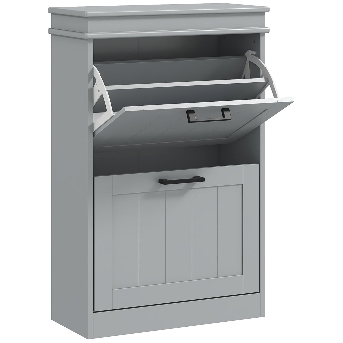 HOMCOM Two-Drawer Minimalistic 10-Shoe Cabinet - Grey
